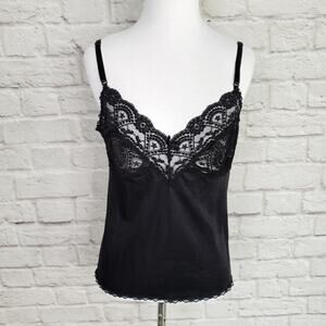 Vintage Vassarette Underneath It All Black Lace Camisole Adjustable Straps Sz 38